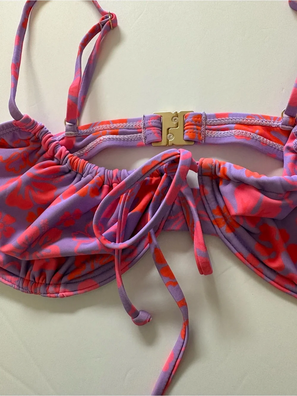 Kulani Kinis Pink & Purple Floral Bikini Top 2XL - Picture 3 of 7